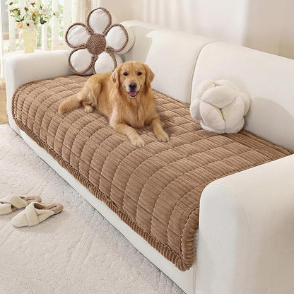 OstepDecor Couch Cover for Dogs, Washable Non Slip Sofa Cover for Pets | Soft Couch Covers for Sofa, Loveseat and Sectional, Furniture Protector Against Pet Hair & Dirt (35.4" x 47.2", Brown)