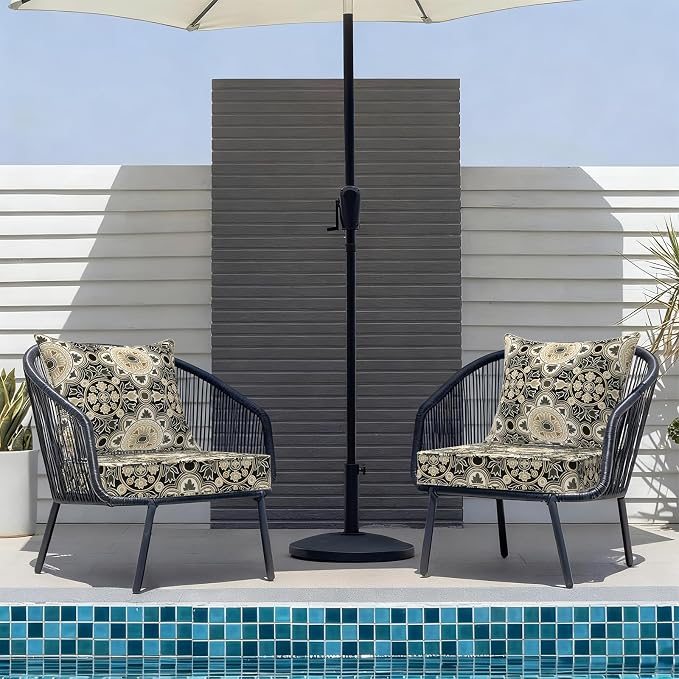 DYTXIII Outdoor Deep Seat Cushion Set, Water Repellent 22"x22" Patio Thick Cushions Replacement with Seat & Back Pillow for Patio Sofa, Wicker Chair, Couch - Vintage Medallion