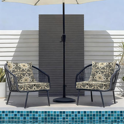 DYTXIII Outdoor Deep Seat Cushion Set, Water Repellent 22"x22" Patio Thick Cushions Replacement with Seat & Back Pillow for Patio Sofa, Wicker Chair, Couch - Vintage Medallion