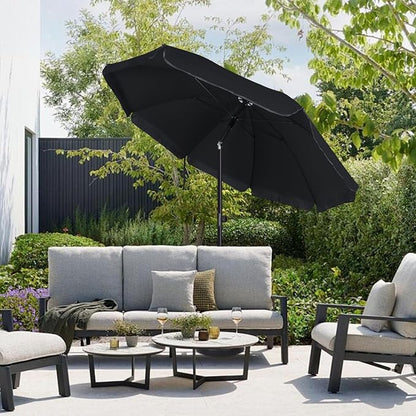 Blissun 6.5ft Patio Umbrella with Push Button Tilt & Height Adjustable, UV50+ Sun Protection with Sturdy Fiberglass Ribs & Iron Pole, Market Umbrella for Outdoor Table Garden Backyard Beach