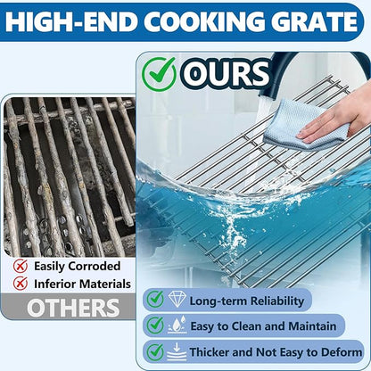 SafBbcue 97888 Grill Grates for Monument Grill 24633 13892 17842 24367 35633 41847NG Grill Replacement Parts, Stainless Steel Cooking Grids for Monument 35633R 35633B D405 D425 4-Burner Accessories