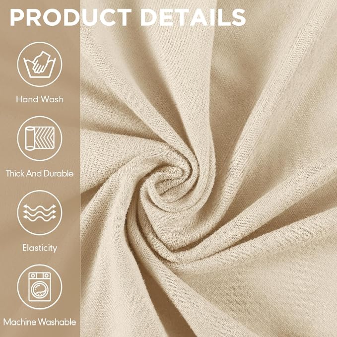 Peryiter 2 Pcs Couch and Loveseat Sofa Covers,Cream,Milk Silk | Armchair Covers for Living Room, Sofa Cushion Slipcover 2/3 Seater, Furniture Protector, Polyester and Spandex, Washable
