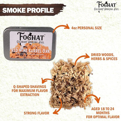 Cocktail Smoker Wood Chips - 4oz Red Wine Barrel Oak Shavings for Smoker, Whiskey & Drink Infuser Kit - Culinary Wood Smoking Chips for Hand Held Food Smoke Gun & Bourbon Drink Glass Smoker
