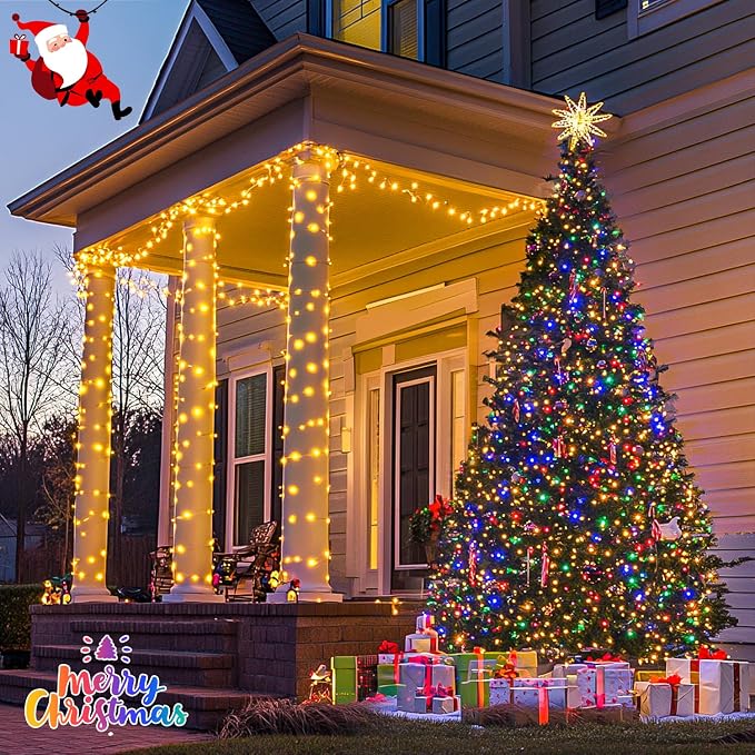 JMEXSUSS 200 LED Warm White & Multicolor Color Changing String Lights | 66ft String Lights Indoor Outdoor, Plug in, Connectable, Christmas Lights with Remote for Trees Xmas Party Decor