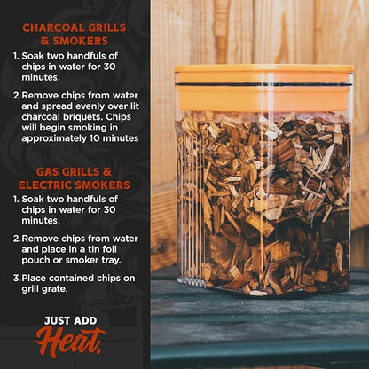 Fire & Flavor Premium All Natural Wood Chips for Smoker - Wood Chips for Smoking - Smoker Wood Chips - Smoker Accessories Gifts for Men and Women - Mesquite - 2lbs, Brown