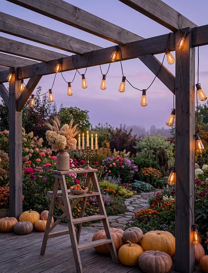 25FT Halloween Orange ST38 LED Outdoor String Lights with 25 Orange Edison Bulbs, Connectable Waterproof Hanging Patio Lights for Halloween, Thanksgiving, Backyard, Porch, Party Decor
