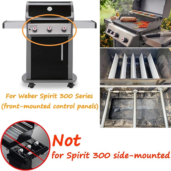 GasSaf 69787 Grill Burners Replacement for Weber Spirit E-310 Parts, 18" Burner Tube for Weber Spirit 300 and GS4 II 300 Gas Grill Parts(2013-Newer), 304 Stainless Steel Gas Tube Rebuild Accessory