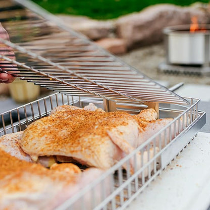 Breeo Rotisserie Flat Basket - Rotisserie Grill Accessory | For chicken, turkey, BBQ & kabobs, live fire cooking accessories