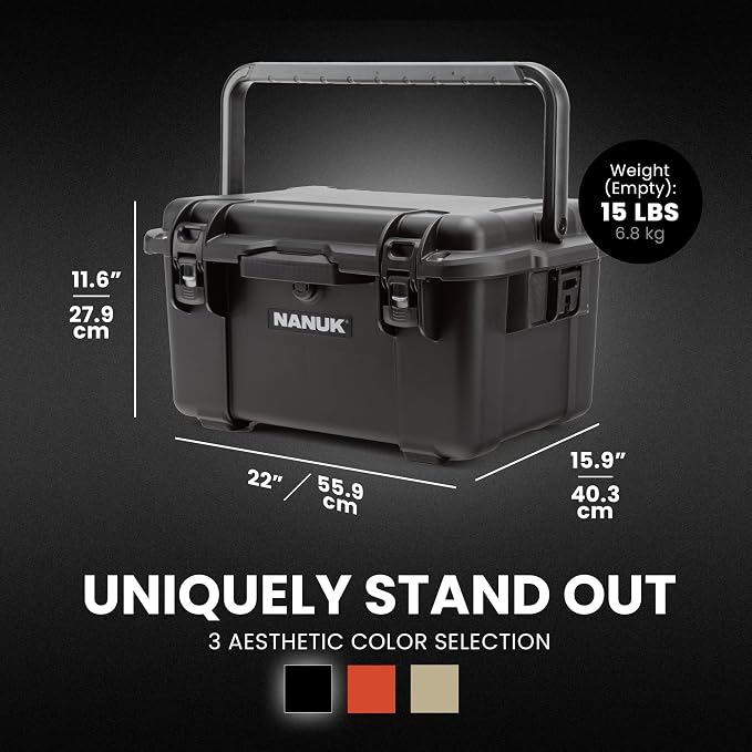 NANUK Trail 35 – 38.8 L (10.2-Gallon) Waterproof Gear Case – Modular Cargo Case for Camping, Fishing, Hunting & Outdoor Storage - Dustproof and Impact Resistant (22.0” x 15.9” x 11.6”) – Black