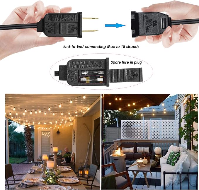 Outdoor String Lights Waterproof Patio Lights 200FT with 100+4 Shatterproof G40 LED Edison Outdoor String for Party Backyard Gazebo Pegola Cafe, 2Pack x 100ft