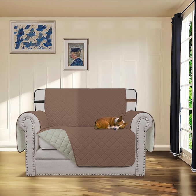 Easy-Going Reversible Couch Cover, Chair 30 in, Brown/Beige | Machine Washable Slipcover For Dogs, Water Resistant Furniture Mat For Living Room, Non-Slip Sofa Cover, Pet Friendly