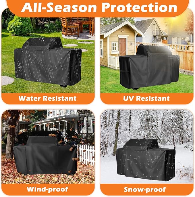Grill Cover for Traeger Woodridge Pro Grill & Woodridge Elite Grill, 600D Heavy Duty Waterproof Full Length Cover, BAC776 for Traeger TFB97JLH TFC97XLH, Outdoor Pellet Grill Accessory