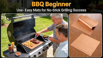 3-Pack Heavy Duty Non-Stick Grill Mats - Reusable BBQ Sheets for Gas, Charcoal & Electric Grills