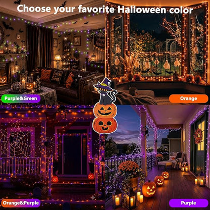 600LED 188FT Smart Color Changing Halloween String Lights RGB App & Remote | Music Sync, 16 Million DIY Colors, Timer & Memory, Waterproof Twinkle Lights Indoor Outdoor for Halloween Fall Decor