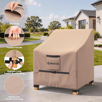 600D Outdoor Patio Chair Covers Waterproof 29"Wx30"Dx36"H, 2 Pack | Patio Furniture Covers Protect from Rain, Dust & UV; Heavy-Duty Oxford Fits Lounge, Deep Seat & High Back Chairs on Lawns