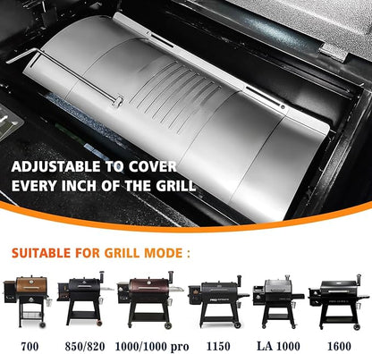 Flame Broiler Kit for Pit Boss Pellet Grills 1600/1150/1000/850/820/700, Heavy-Duty Flame Broiler Cover Kit, Main Plate Slider, Slide Adjust 23-32 Inches, Replacement Parts for Pit Boss Smoker
