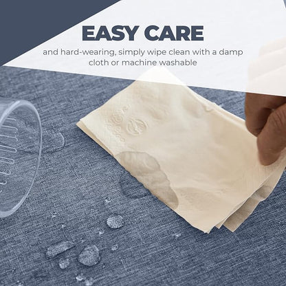 Decorelia Faux Linen Square Tablecloth for Dining Room,Waterproof Texture Decorative Farmhouse Rustic Table Cloth for Indoor Outdoor Party Holiday Banquet Picnics Patio,52x52 Inch (Square),Denim Blue