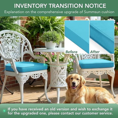 Outdoor Chair Cushions Set of 2: Waterproof & Fade Resistant Patio Furniture Cushions - 18.5 x 16 x 2 Inch Non Slip Round Corner Seat Cushion Pads with Removable Cover for Garden Yard Lawn, Teal