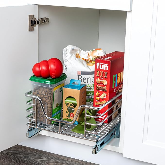 Household Essentials Chrome-Plated Steel Under-Cabinet Pull-Out Organizer