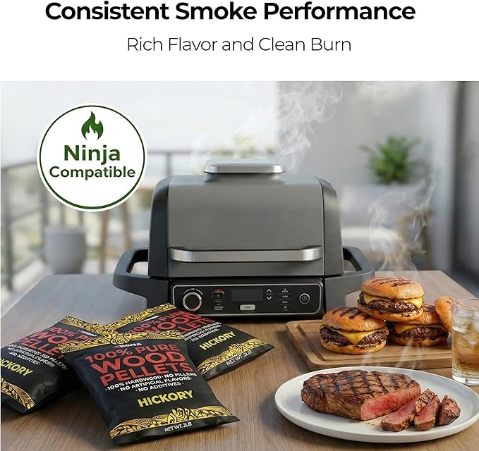 Kona 100% Hickory Smoker Pellets, Intended for Ninja Woodfire Outdoor Grill, 2 lb Resealable Bag