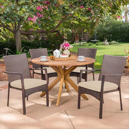 HARBOREST Outdoor Chair Cushions Set of 4, Water Resistant Patio Chair Cushions with Ties, Outdoor Seat Cushions for Patio Furniture, 17"x16"x2", Beige
