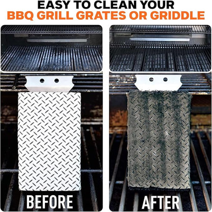 Proud Grill Q-Swiper Grill Cleaner Set - Bristle & Wire-Free Brush with Scraper & 80 Moist Wipes - BBQ Smoker Cleaner Kit, Safe for Outdoor Griddle Grates, Grease & Grime Remover, BBQ Gift for Men