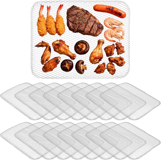 25 PCS Grill Toppers, 12 x 15 Inch Grill Mesh Mats, Aluminum Grill Liners for Grilling Outdoor Camping Backyards, Silver