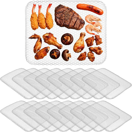 25 PCS Grill Toppers, 12 x 15 Inch Grill Mesh Mats, Aluminum Grill Liners for Grilling Outdoor Camping Backyards, Silver