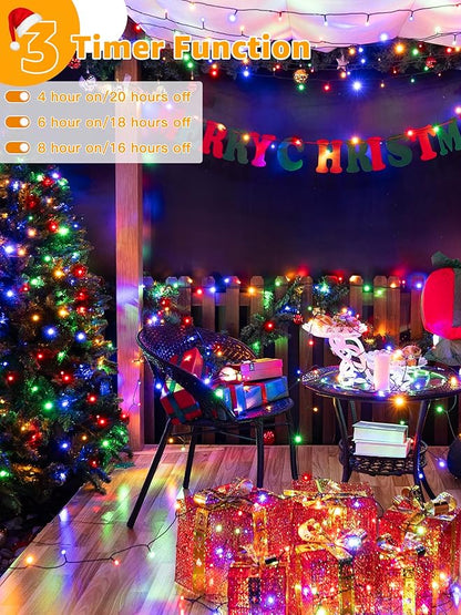 BrightChristmas 328 FT 1000 LED Christmas Lights, Waterproof Outdoor String Lights with Remote and Timer, Christmas Tree Lights with 8 Modes Dimmable, Fairy Lights for Holiday Decor (Multicolor)