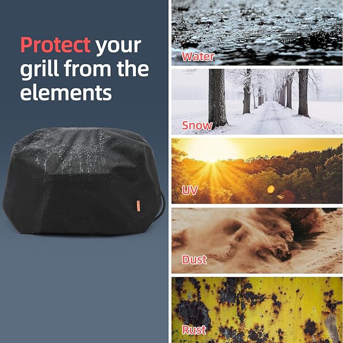 Waterproof Cover for Ninja Woodfire Outdoor Grill, Accessories for Ninja Wood Fire Smoker Grill OG300/700 Series, with Power Cord Storage Pocket, Windproof with Elastic Band Closure (Cover Only)