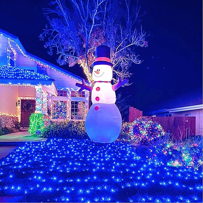 YEGUO 66ft 200 LED Blue String Lights Outdoor Waterproof, Green Wire Christmas Lights Indoor, 8 Modes Twinkle Tree Lights Plug in with Memory Timer
