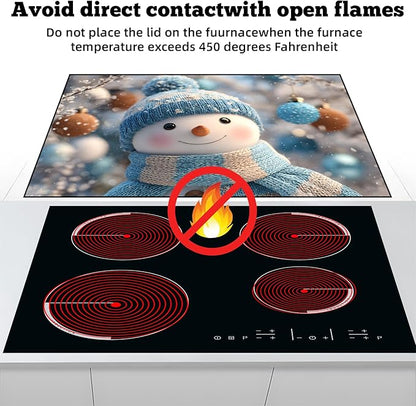 Christmas Multi-Design Stove Cover for Glass/Electric Stoves - 3-in-1 Heat-Resistant Protector Mat, Non-Slip Drying Rack 28"x20"