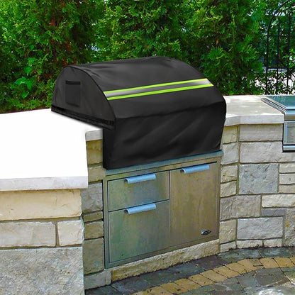 Built in Grill Cover for DCS 27-Inch - Heavy Duty 600D Waterproof with Reflective Strips and Plush Lining,Protects The Built in Grill While Enhancing its Visual Appeal,28''L x 27''W x 27''H,Black