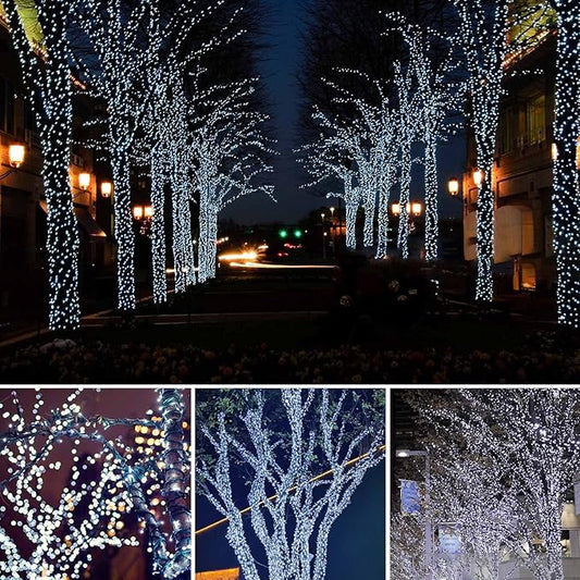 2 Pack Solar String Lights for Outside, 170 FT 480 LED Solar String Lights Outdoor with 8 Modes & Memory Function, Super Long Waterproof Solar Chrismas Lights for Tree Party Decorations (Cool White)