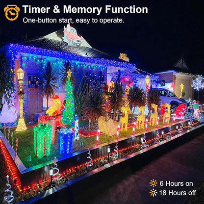 66FT Icicle Lights for Outside 640 LED Blue Christmas Lights Outdoor | Conenectable Icicle Christmas Lights Plug in 8 Modes Waterproof for Outside Indoor Holiday Pavilion Balcony House Decorations