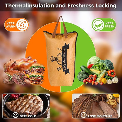 Folding Lightweight Barbecue Bag, Reusable Zipper Insulated Barbecue Bag, Used for Outdoor Grilling, Always Keeping The Meat Tender and Juicy