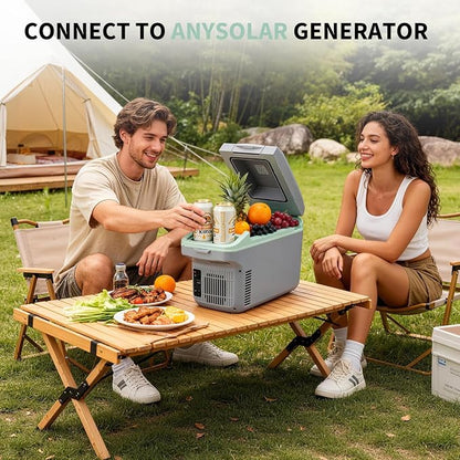 Garvee 8L Electric Cooler & Warmer, Portable Car Refrigerator with Auto-Lock Handle, 12V DC for Cars & Trucks, Equipped with 110V AC Household Power Cord, Plug-in Cooling Fridge, Gray&Green