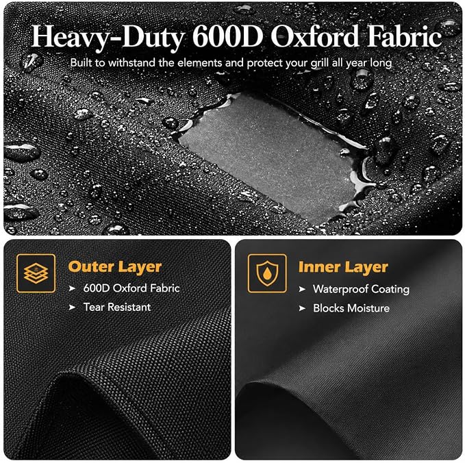 GRISUN Waterproof Grill Cover 55 Inch for Outdoor Grill | Fits Weber, Char-Broil, Nexgrill, Monument, Dyna-Glo and More, Heavy-Duty 600D Anti-Fade BBQ Gas Grill Cover