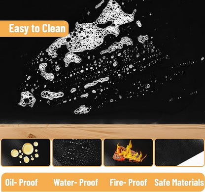 UNCO- Grill Mats for Outdoor Grill, 28" x 17.8", 2 Pack, Black, Nonstick Reusable Grilling Mats for Outdoor Grill for 28 Inch Blackstone Griddle, BPA and PFOA Free with PTFE-Fiberglass Coating