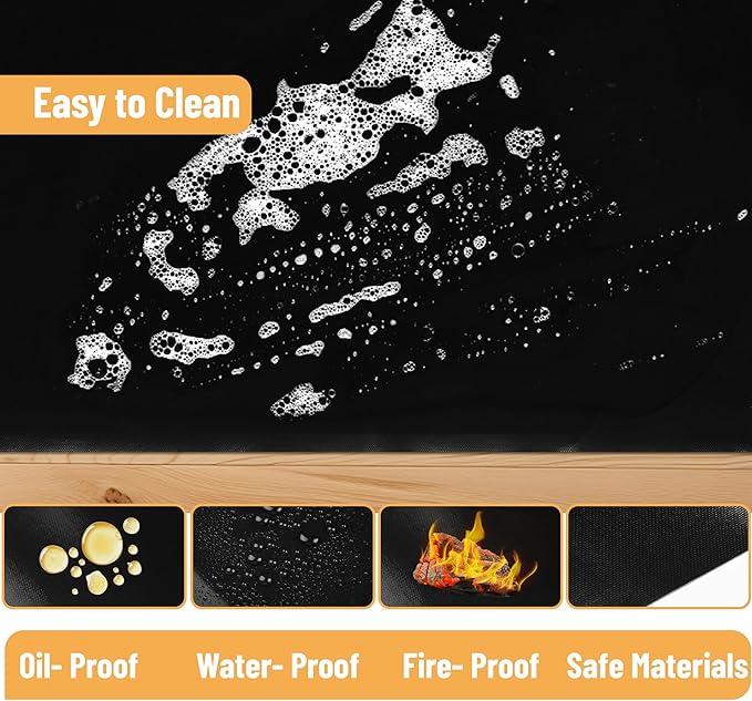 UNCO- Grill Mats for Outdoor Grill, 13" x 15.8", 7 Pack, Nonstick Reusable Grilling Mats for Outdoor Grill, BPA and PFOA Free with PTFE-Fiberglass Coating