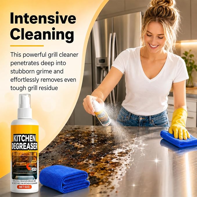 GreaseKiller BBQ Grill Cleaner Spray, Heavy Duty Degreaser, Fast-Acting Grease Removal, for Grills and Smokers, Outdoor Use(2 PCS)