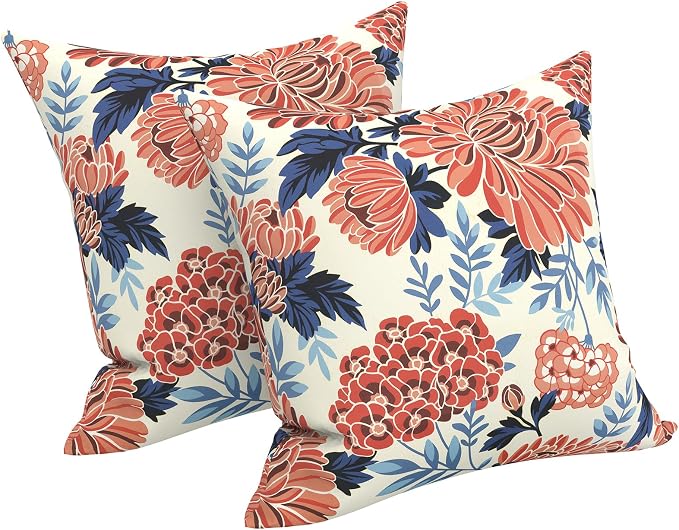 LVTXIII Outdoor Pillow Covers 20x20 Inch, 2 Pack Large Square Throw Pillow Cases, Fade-Resistant Cushion Covers for Patio Furniture Sofa, Garden Porch, Vibrant Blossom