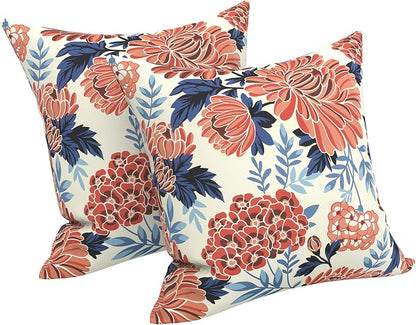 LVTXIII Outdoor Pillow Covers 20x20 Inch, 2 Pack Large Square Throw Pillow Cases, Fade-Resistant Cushion Covers for Patio Furniture Sofa, Garden Porch, Vibrant Blossom
