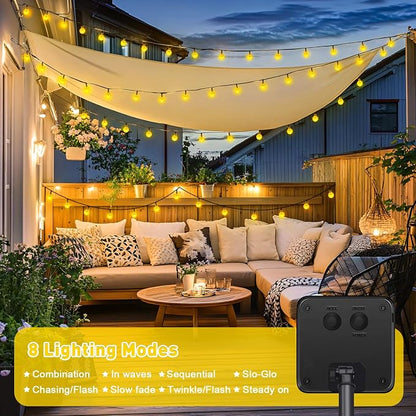 JMEXSUSS 2 Pack Solar String Lights Outdoor, 60 LED, Crystal Globe | Outdoor Waterproof, Warm White, 8 Modes Solar Christmas Lights for Garden Patio Yard Tree Party Christmas Decorations
