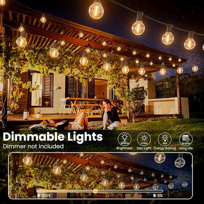 RTTY Outdoor String Lights 50 FT, Patio Light with 26pcs G40 Shatterproof LED Bulbs, Waterproof Hanging Globe Lighting Connectable for Cafe Bistro Backyard Porch Gazebo Balcony Deck Party