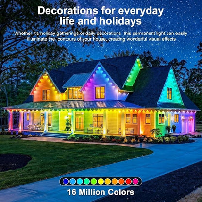 LITSOUL 400FT Permanent Outdoor Lights for House Waterproof, Smart RGB Eave LED Lighting with 16 Million Colors, IP67 Outdoor Strip Lights for Christmas Halloween Holiday Daily Decorations(400FT)