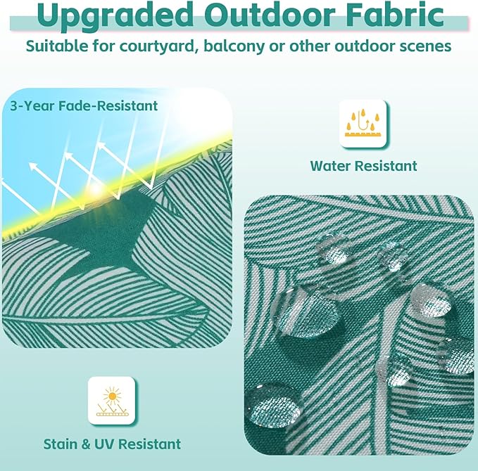 COZYVIDA Outdoor Chair Cushions Set of 4, 20"x20" Square Seat Pads with Tie Straps and YKK Zippers, 30D High-Density Foam, Water-Resistant Fabric,UV-Resistant 1000+ Hrs