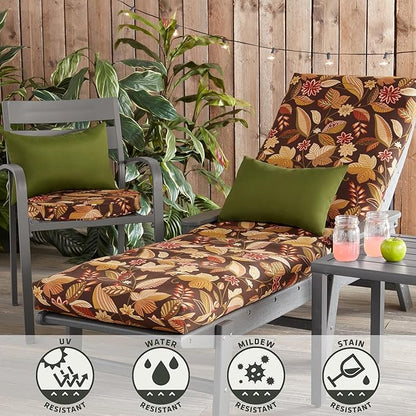 Greendale Home Fashions Outdoor Reversible Chaise Lounge Chair Cushion, Russet Floral
