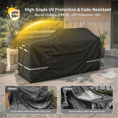 86 Inch Island Grill Cover, 600D Heavy Duty Waterproof Extra Large Grill Cover for Island with Left or Right Grill Head, Tear & Fade Resistant Outdoor Kitchen Cover, Black
