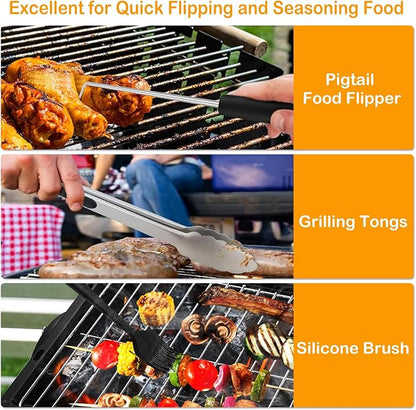 18 inch Charcoal Grills with Griddle Accessories, 4 Pack Basting Cover for Griddle, Portable Kettle Grills for Outdoor, Round BBQ Grill with Cover